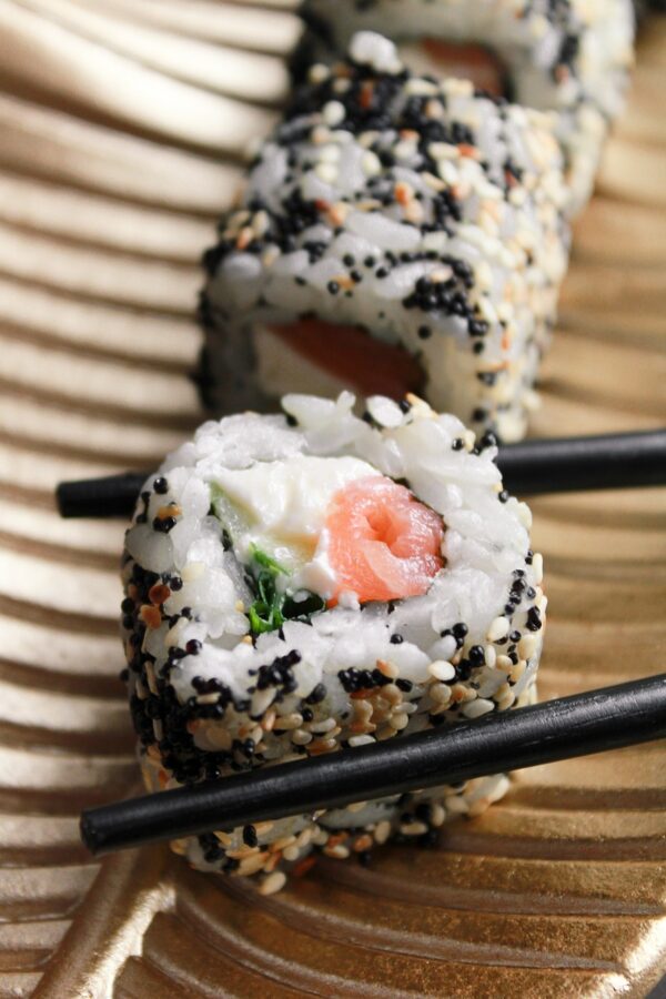 sushi, chopsticks, food